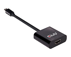 Adaptador Activo Club 3D Mini DP a HDMI Negro CAC-2170