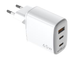 Cargador CELLY 1xUSB-A 2xUSB-C 65W (UPTC1USB2USBC65)