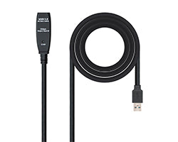 Nanocable USB-A/M a USB-A/H 5m Negro (10.01.0311)