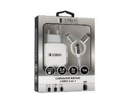 Cargador Pared SUBBLIM USB Cable 3en1 (SUB-CHG-1ZWC01)