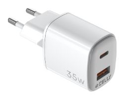 Cargador CELLY USB-A USB-C 35W Blanco (UPTC1USB1USBC35)