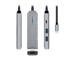 Adaptador AISENS 4en1 USB-C 15cm Gris (ASUC-4P002-GR)