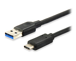 Cable EQUIP USB-A/M a USB-C/M 0.25m Negro (EQ128343)