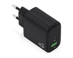 Cargador Pared AISENS 45W USB-A USB-C Negro (A110-0972)