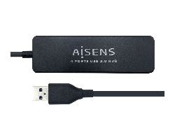 Hub AISENS USB 2.0 a 4xUSB 2.0 30cm Negro (A104-0402)