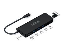 Docking Station NILOX 8 en 1 USB-C Negro (NXDSUSBC04)