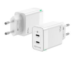 Cargador Pared AISENS 2Usb-C 45W (ASCH-45W2P005-W)