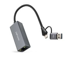 Conversor Nanocable USB-A+USB-C/M a RJ45 (10.03.0411)
