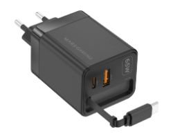 Cargador Mars Gaming Retráctil USB-A/C Negro (MDGAN65R)