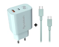 Cargador NUBBEH Bhoot 30W Cable USB-C 60W 1.5m Turquesa