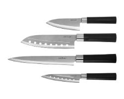 Cuchillo CECOTEC Santoku 4 Unidades Negro (01002)