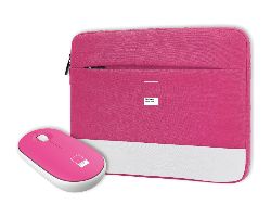 Funda+Ratón PANTONE 15.6" Poliéster Rosa (PT-BGMS001P1)