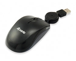 Ratón EQUIP Life Óptico USB Retráctil Negro (EQ245103)