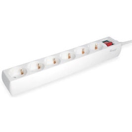 Regleta seis tomas de enchufe schuko con interruptor y con proteccion infantil cable 1.5 metros blanco