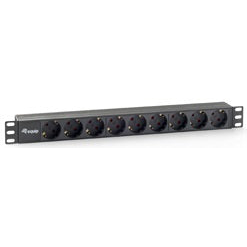 Regleta nueve tomas schuko sin interruptor para rack 19'