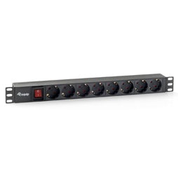 Regleta ocho tomas de enchufe schuko con interruptor para rack 19'