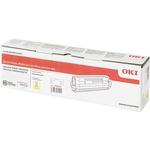 OKI C824/C834/C844 Amarillo Cartucho de Toner Original - 47095701. 5.000 Paginas