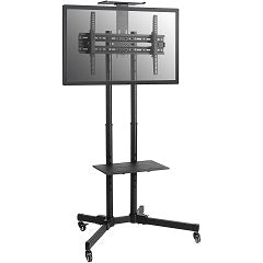 Soporte de monitor/tv para suelo con ruedas desde 37' hasta 70' inclinacion con multiples angulos maximo VESA 600x400 incluye un estante para dvd hasta 50kg negro