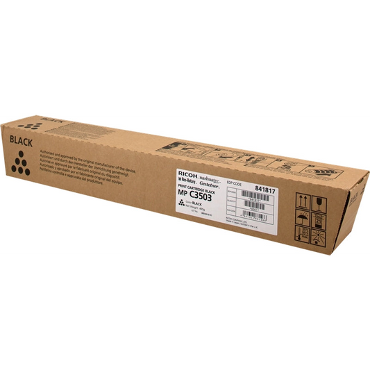 Ricoh Aficio MP-C3003/MP-C3004/MP-C3503/MP-C3504/MP-C4504/MP-C5504/MP-C6004 Negro Cartucho de Toner Original - 841817/841813. 29.500 Paginas