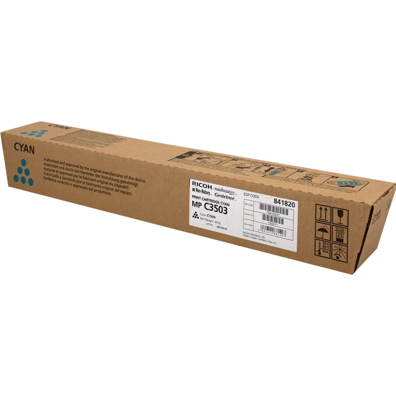 Ricoh Aficio MP-C3003/MP-C3004/MP-C3503/MP-C3504/MP-C4504/MP-C5504/MP-C6004 Cyan Cartucho de Toner Original - 841820/841816. 18.000 Paginas