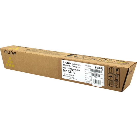 Ricoh Aficio MP-C305/MP-C305SPF Amarillo Cartucho de Toner Original - 842080/841597/MPC305E. 4.000 Paginas