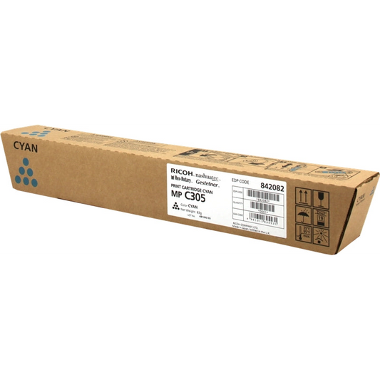 Ricoh Aficio MP-C305/MP-C305SPF Cyan Original Toner Cartridge - 842082/841595/MPC305E. 4,000 Pages