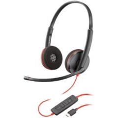 Auriculares de diadema con microfono blackwire 3220 estereo USB-C con adaptador a USB-A