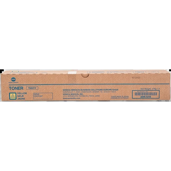 Konica Minolta TN221 Yellow Original Toner Cartridge - TN221Y/A8K3250