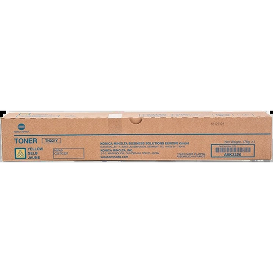 Konica Minolta TN221 Amarillo Cartucho de Toner Original - TN221Y/A8K3250. 21.000 Paginas