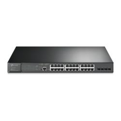 Switch 28 puertos RJ45 10/100/1000mbps semigestionable jetstream con 24 puertos poe+ (384w) y 4 puertos SFP gigabit montaje en rack y sobremesa
