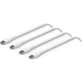 Cable pack de dos desde USB-C macho a USB-C macho longitud 1 metro trenzado carga rapida color blanco