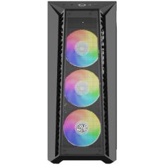 Chasis semitorre masterbox 520 mesh sin fuente soporta ATX eatx micro ATX mini itx bahias internas 2x3.5' 3x2.5' 3xventilador frontal 120mm RGB 1xusb3.2 1xUSB-C salida audio y microfono ventana lateral dimensiones (prxalxan) 502x498x210mm negro
