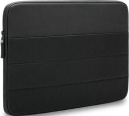 Funda eq sostenible para portatil hasta 16  de poliester reciclado, acabado resistente y ligero cuatro compartimentos color negro."