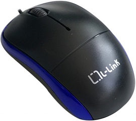 Raton con cable USB optico ambidiestro negro/azul