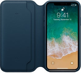 Funda de piel folio para IPHONE x color azul cosmo