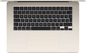Macbook air 15.3' chip m3 con CPU de 8 nucleos 16gb de memoria unificada 512gb SSD grafica m2 GPU de 10 nucleos pantalla liquid retina camara facetime HD a 1080p teclado magic keyboard retroiluminado con touch ID trackpad force touch blanco estrella
