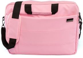 Maletin para portatil hasta 15.6'  poliester rosa con bandolera dispone de dos bolsillos