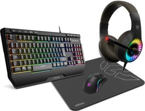 Teclado y raton  con cable USB auriculares alfombrilla pack gaming 4 en 1 teclado RGB retroiluminado con raton optico auriculares RGB