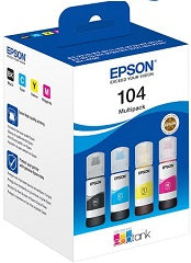 Tinta 104 pack 4 cartuchos (negro, amarillo, cian y magenta) para ecotank
