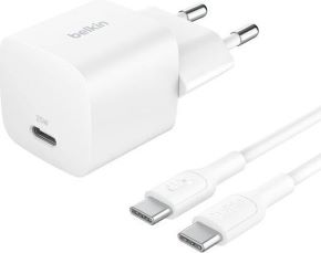 Cargador de pared a USB-C 25w  con cable USB-C 1m incluido blanco