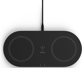 Cargador inalambrico qi 15w 2 en 1 para dispositivos APPLE samsung negro